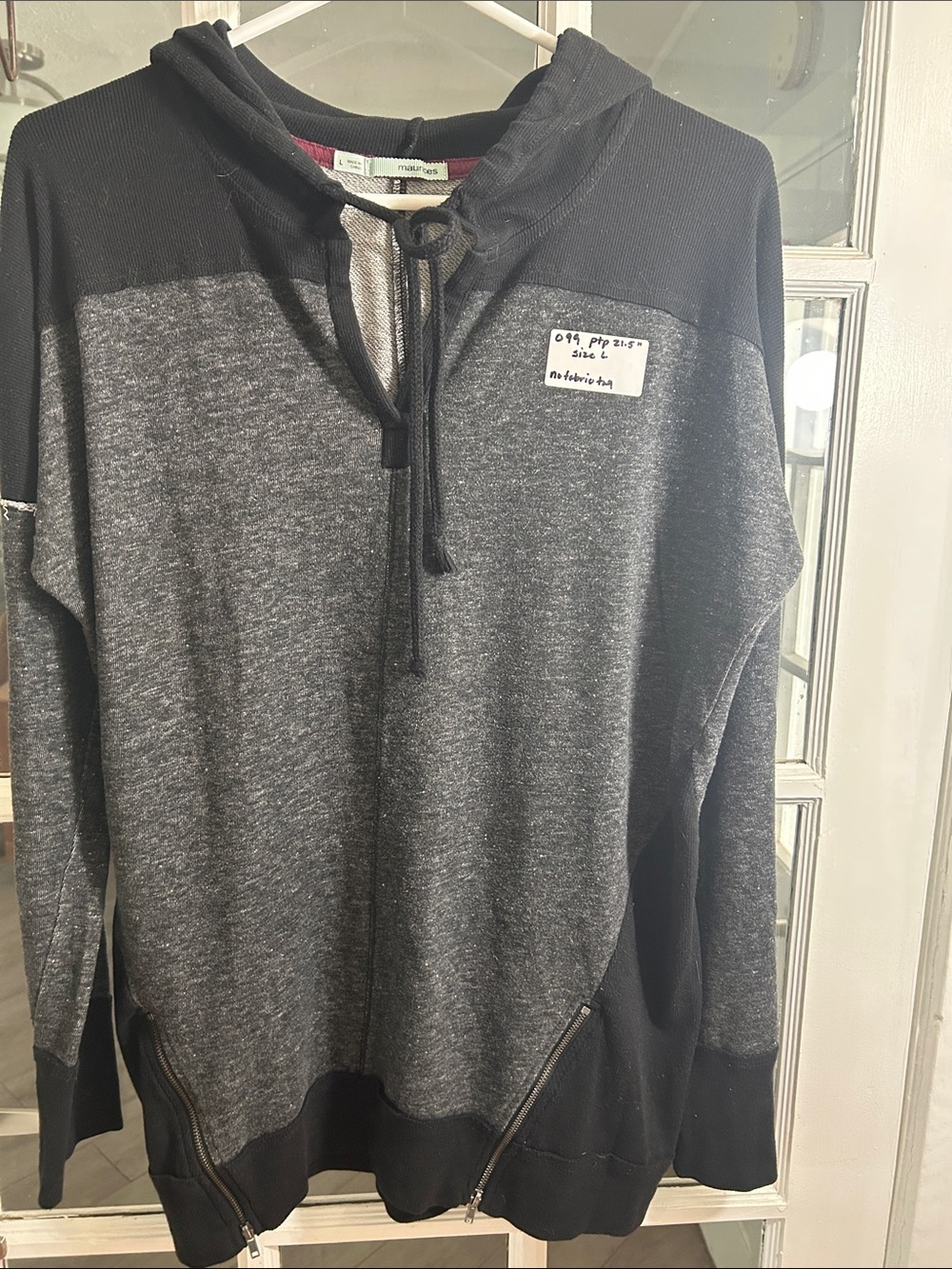 O99.    Charcoal and Black Hooded Zip Sweater